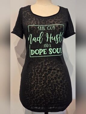 Graphic Short Sleeve Tee - Black with Mint Script